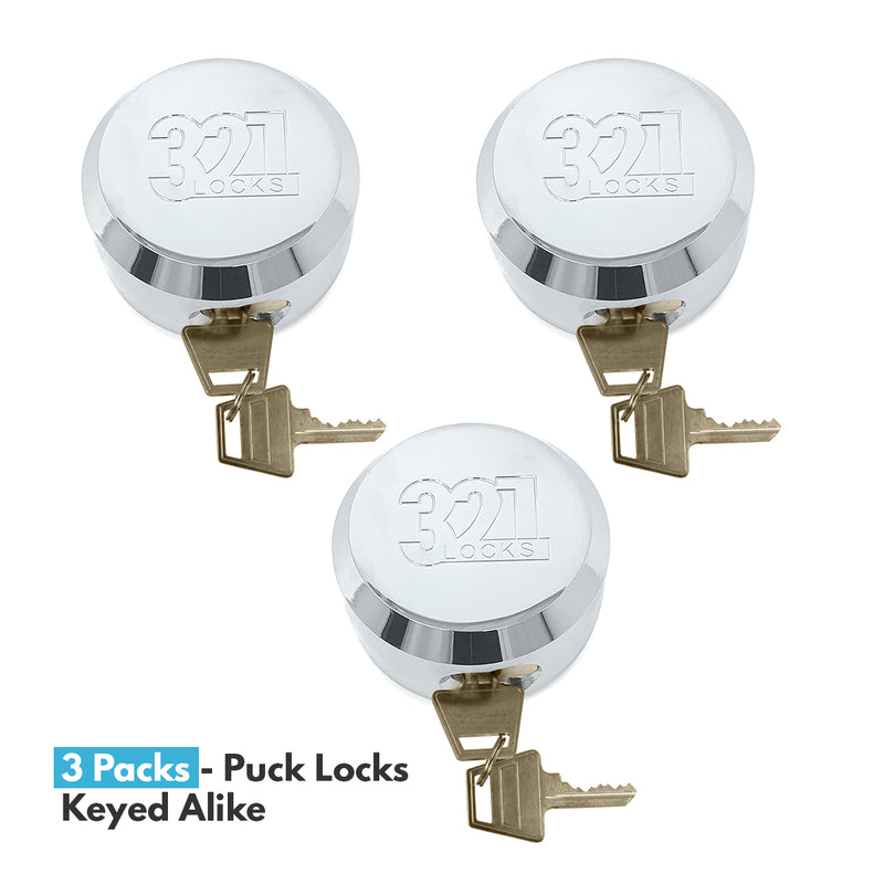3 Keyed Alike - Cargo Trailer Lock -  Van Puck Lock